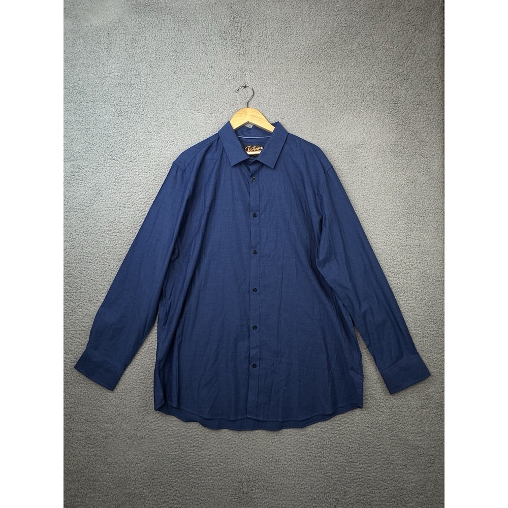 NWT Johnny Bigg Mens Clark Textured Long Sleeve Dress Shirt Size XL Blue